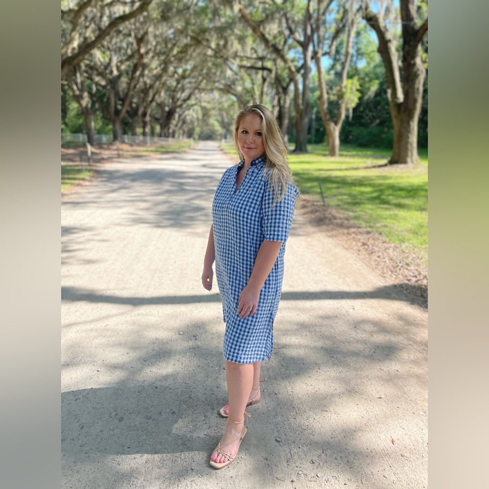 Cotton gingham dress with pockets!
